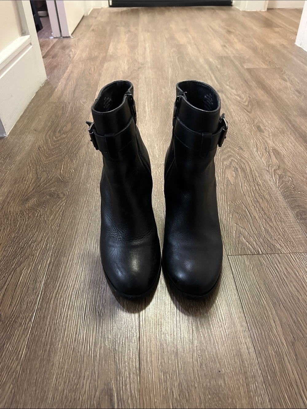 Steve Madden size 7 Women's Black Ankle Boots with Buckle Detail